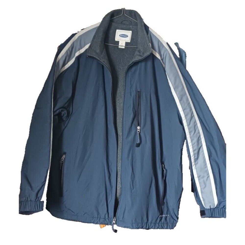 Old Navy Mens Medium Weight Jacket Coat XL Navy Gray Stripe